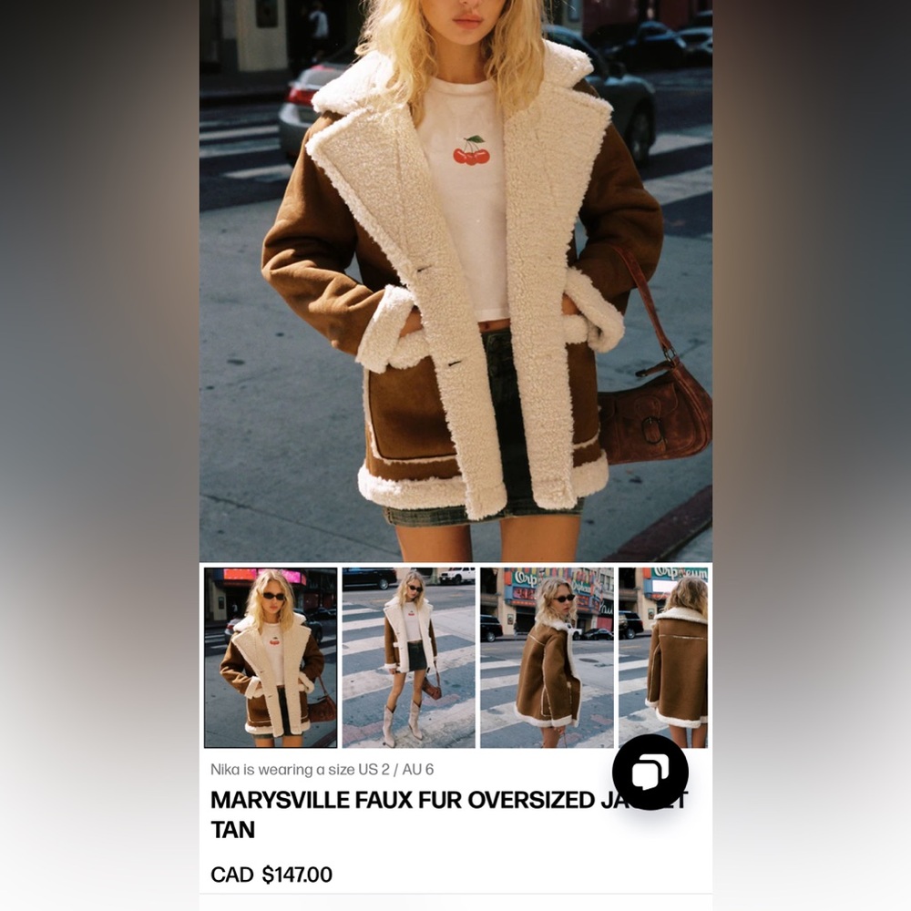 Princess Polly Marysville Faux Fur Oversized Jacket - New with tags